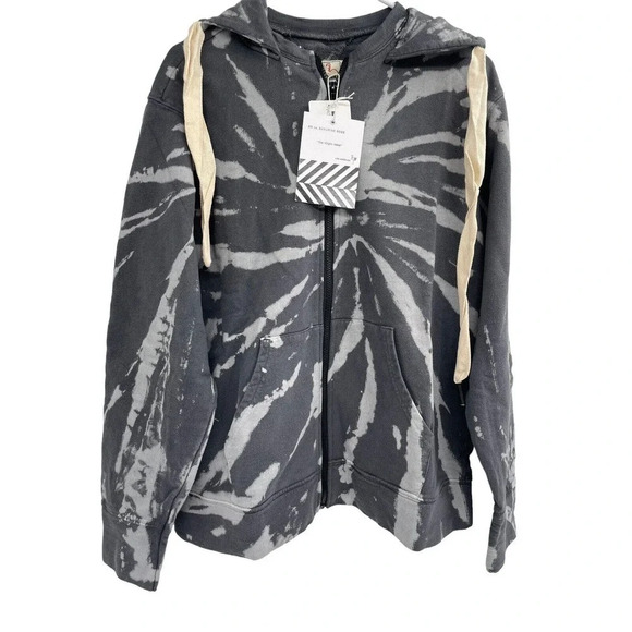 Free People Sandrine Sweatshirt Size M Rose Tie Dye Full Zip Hoodie Jacket - Picture 3 of 11